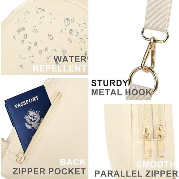 2 For $15  Khaki Sling Chest Bag  Zipper Adjustable Strap Fashion Sling Pack - Picture 5 of 7